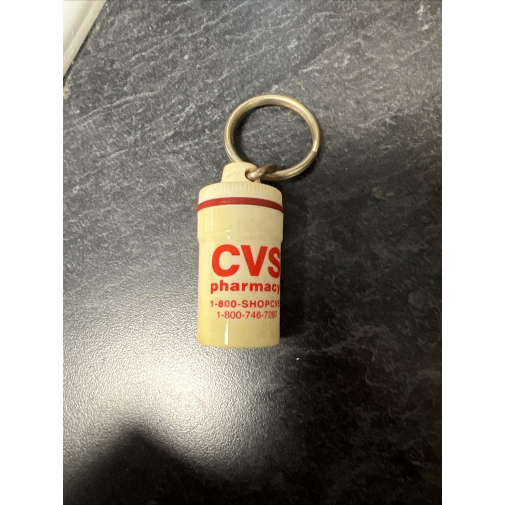 Vintage CVS Pharmacy Medicine Pill Bottle Plastic Keychain
